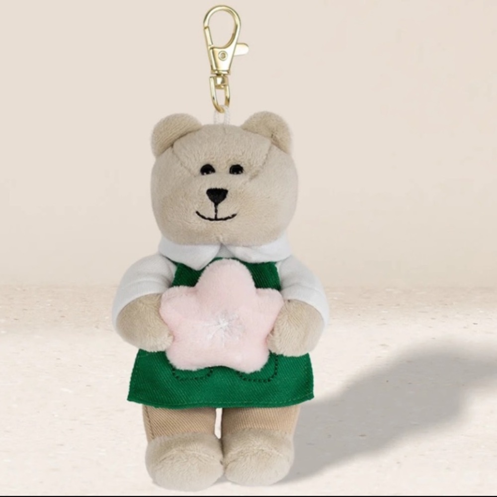 Starbucks 2026 Spring Cherry Blossom Mini Bearista Bear Plush Charm Keychain